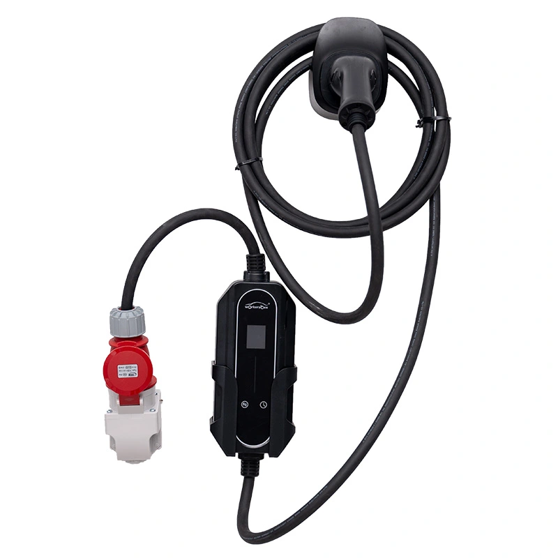 11kW Portable AC EV Charger with Acrylic Design for Travel & Home Charging